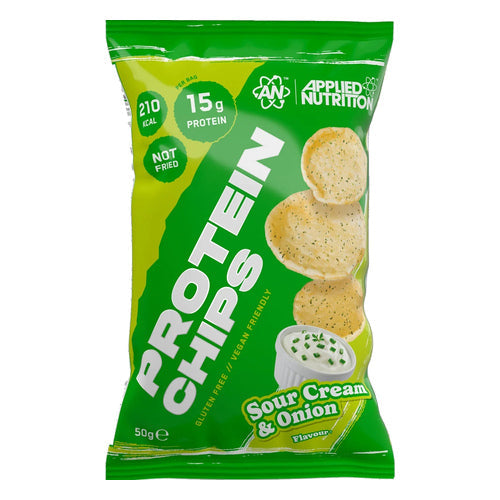 Applied Nutrition Protein Chips 50gr — Sour Cream & Onion / 50gr — τρέχουσα συσκευασία, 500×500, λευκό φόντο