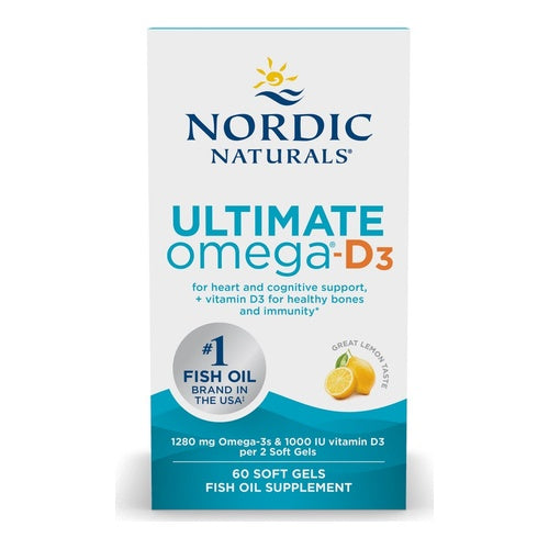 Nordic Naturals Ultimate Omega-D3 1280mg + D3 1000IU Lemon 60 Softgels